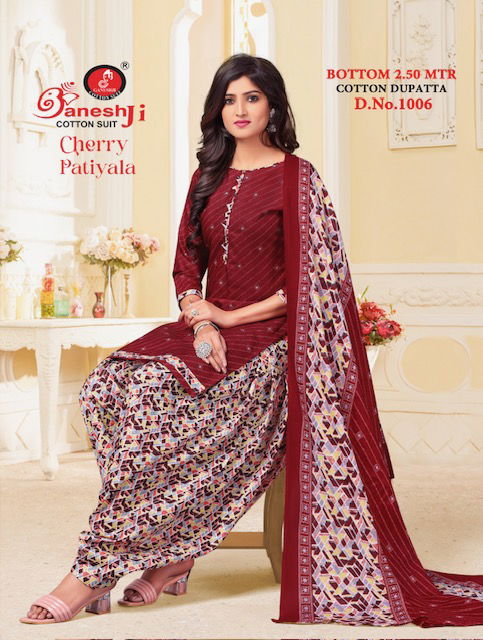 Cherry Patiyala Vol 4 By Ganeshji Indo Cotton Dress Material Wholesale Market In Surat